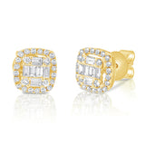 14K Yellow Gold Diamond Cluster Earrings-EARRINGS-aaron jewelry-YELLOW GOLD-