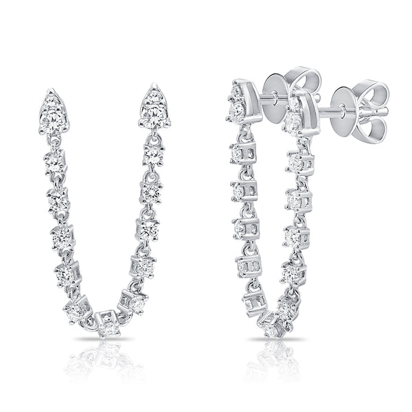14K Rose Gold Diamond Chain Earring-Earrings-Maurice's Jewelers-WHITE GOLD-