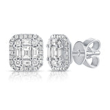 14K Rose Gold Diamond Cluster Square Earrings