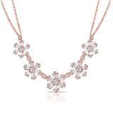 14K Rose Gold Baguette Diamond (5) Flower Necklace-Necklaces-Maurice's Jewelers-Rose Gold-