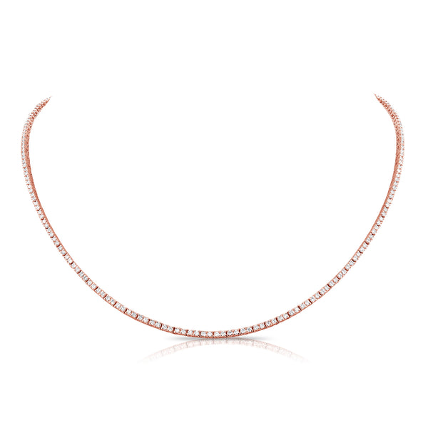 14K Rose Gold Diamond Tennis Necklace