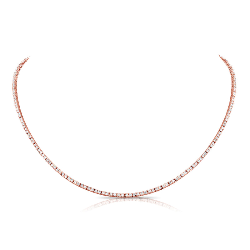 14K Rose Gold Diamond Tennis Necklace-Necklaces-Maurice's Jewelers-ROSE GOLD-