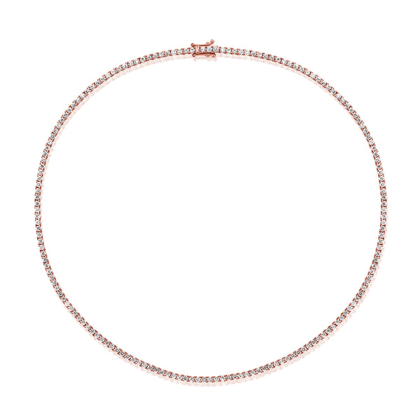 14K Rose Gold Diamond Tennis Necklace