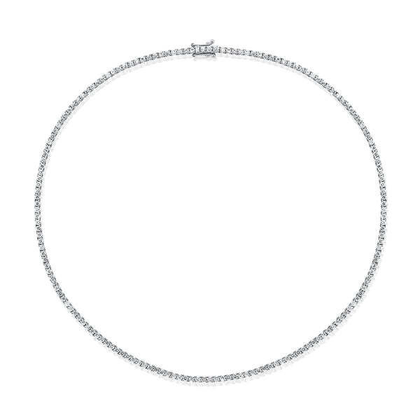 14K White Gold Diamond Tennis Necklace-Necklaces-aaron jewelry-