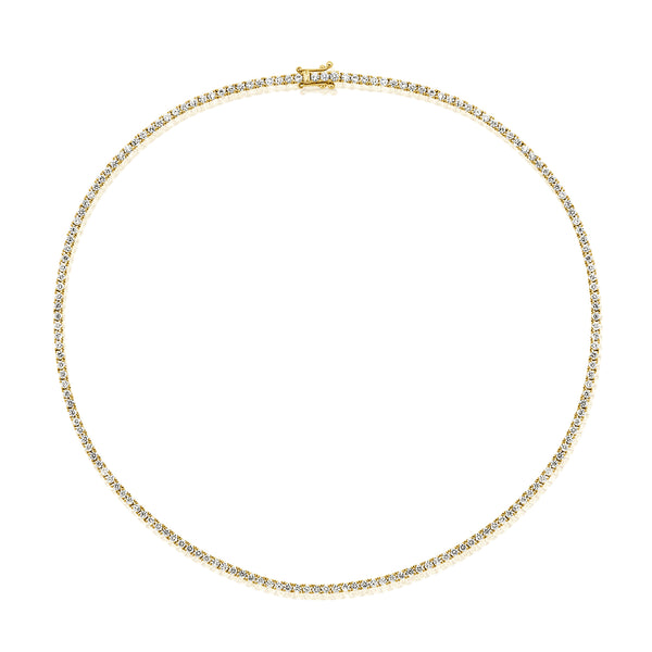14K Yellow Gold Diamond Tennis Necklace-Necklaces-aaron jewelry-