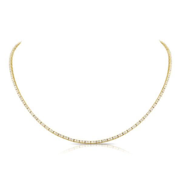 14K Yellow Gold Diamond Tennis Necklace-Necklaces-aaron jewelry-YELLOW GOLD-