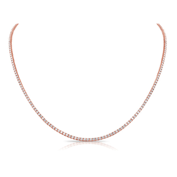 14K Rose Gold Diamond Tennis Necklace