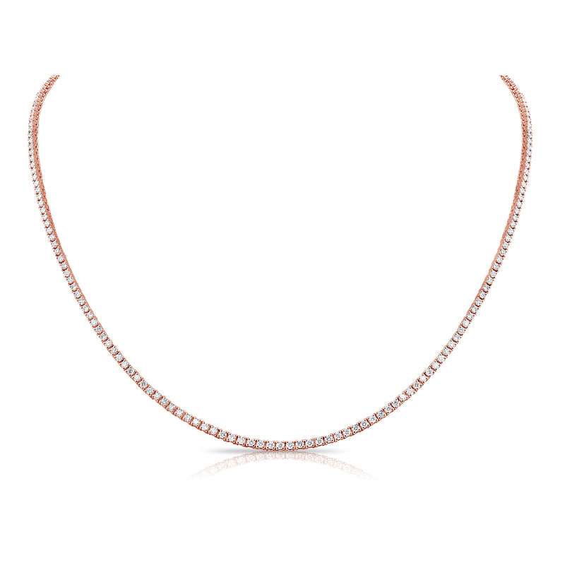 14K Rose Gold Diamond Tennis Necklace