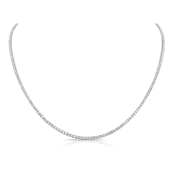14K White Gold Diamond Tennis Necklace-Necklaces-aaron jewelry-WHITE GOLD-