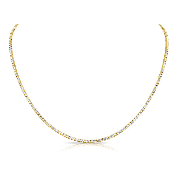 14K White Gold Diamond Tennis Necklace-Necklaces-aaron jewelry-YELLOW GOLD-
