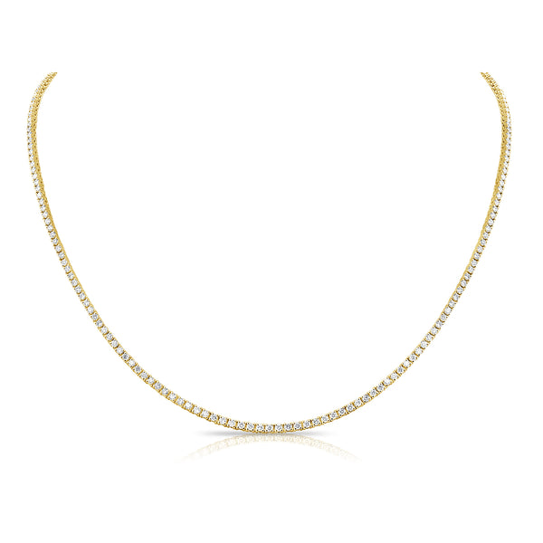 14K Yellow Gold Diamond Tennis Necklace