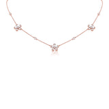 14K Rose Gold Diamond Tri-Flower Station Necklace-Necklaces-Maurice's Jewelers-ROSE GOLD-