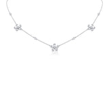 14K Rose Gold Diamond Tri-Flower Station Necklace-Necklaces-Maurice's Jewelers-WHITE GOLD-
