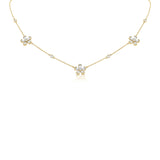 14K Rose Gold Diamond Tri-Flower Station Necklace-Necklaces-Maurice's Jewelers-YELLOW GOLD-