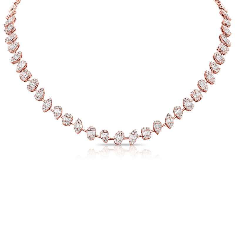 14K White Gold Diamond Illusion Tennis Necklace-Necklaces-Maurice's Jewelers-ROSE GOLD-