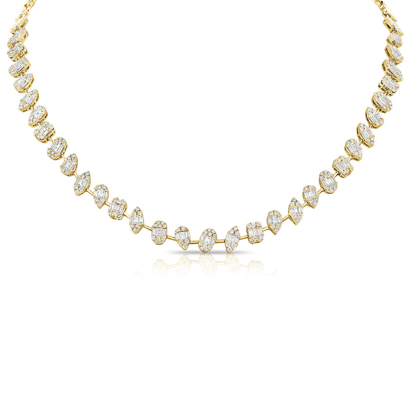 14K White Gold Diamond Illusion Tennis Necklace