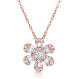 14K Yellow Gold Diamond Flower Necklace