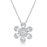 14K Yellow Gold Diamond Flower Necklace