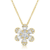 14K Yellow Gold Diamond Flower Necklace-Necklaces-Maurice's Jewelers-YELLOW GOLD-