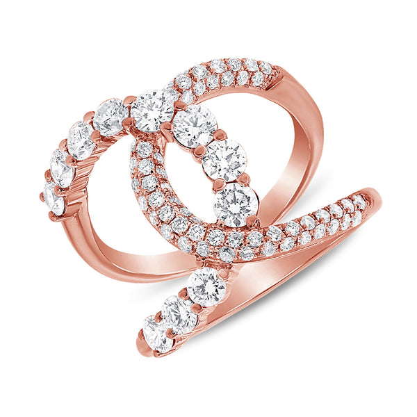 14K Rose Gold Diamond Intertwined Ring