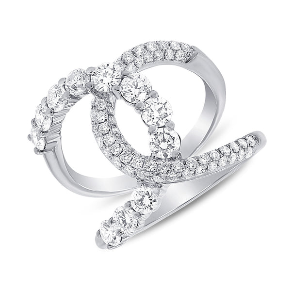 14K White Gold Diamond Intertwined Ring