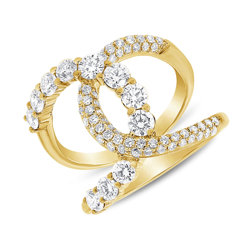 14K Yellow Gold Diamond Intertwined Ring