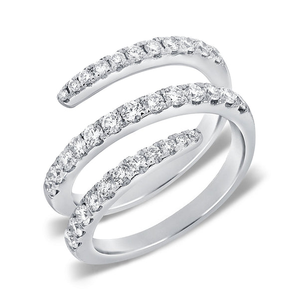 14K White Gold Diamond Swirl Ring