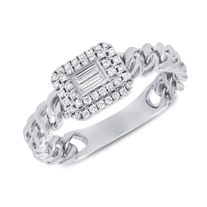 14K White Gold Diamond Top Link Ring