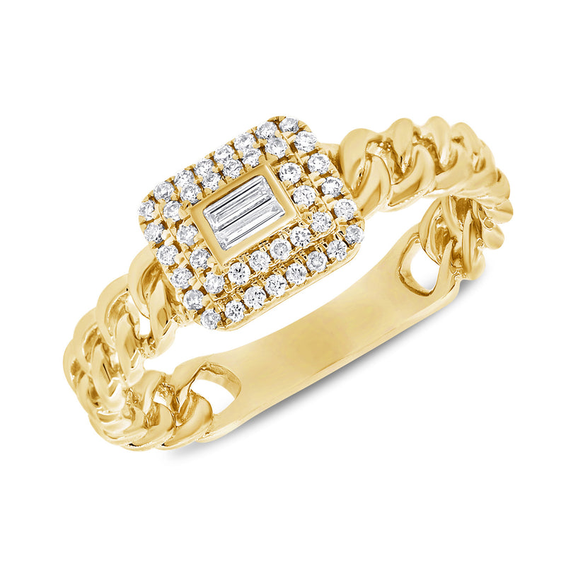 14K Yellow Gold Diamond Top Link Ring-Rings-aaron jewelry-