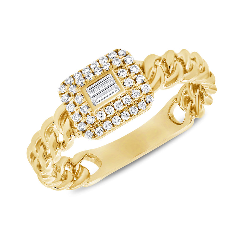 14K Yellow Gold Diamond Top Link Ring