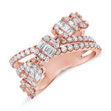 14K Rose Gold Diamond Crossover Ring