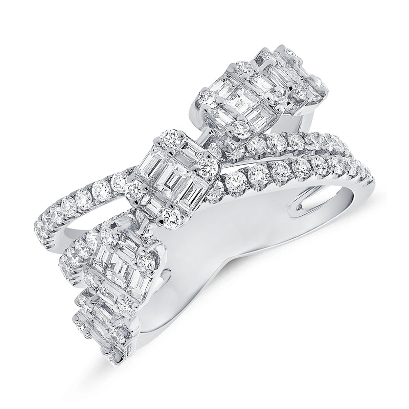 14K White Gold Diamond Crossover Ring