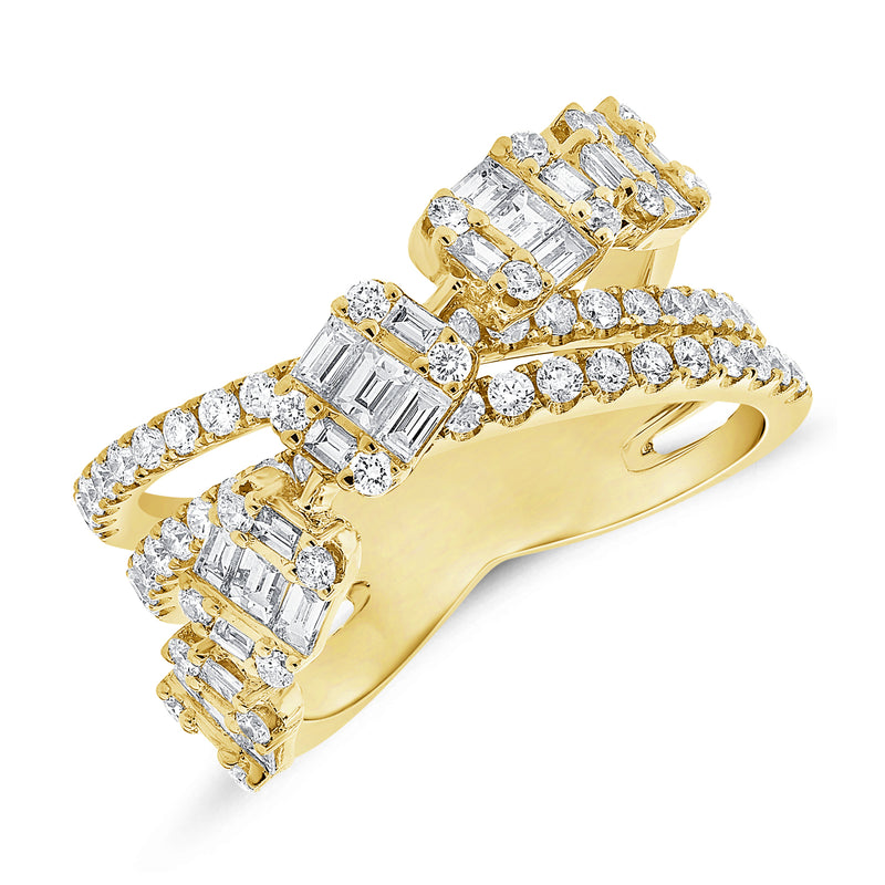14K Rose Gold Diamond Crossover Ring-Rings-Maurice's Jewelers-YELLOW GOLD-