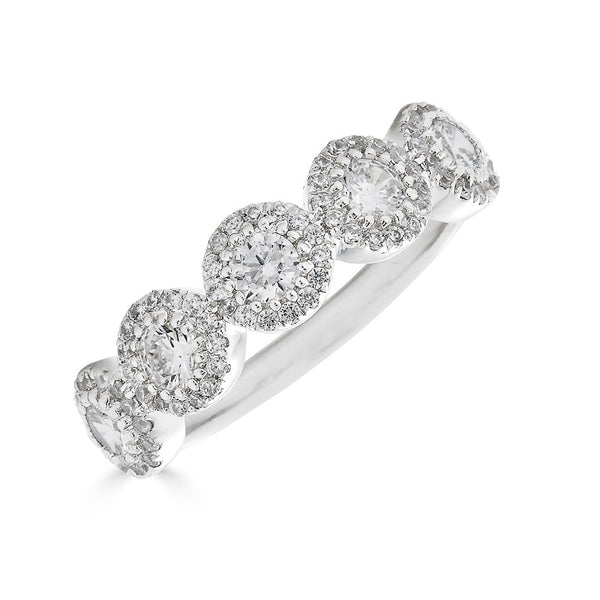 14K 1.00Ct Diamond Halo Ring-Rings-Maurice's Jewelers-White Gold-