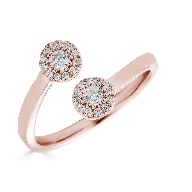 14K Diamond Halo Open Twisted Ring-Rings-Maurice's Jewelers-Rose Gold-