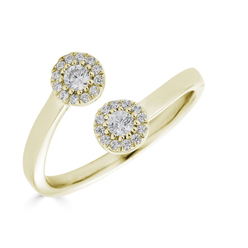 14K Diamond Halo Open Twisted Ring-Rings-Maurice's Jewelers-Yellow Gold-