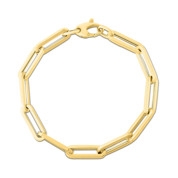 14k Yellow Gold 6.1mm Polished Paperclip Chain Bracelet-Bracelets-MAURICE'S JEWELERS-