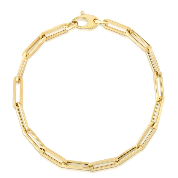 14k Yellow Gold 4.2mm Polished Paperclip Chain Bracelet-Bracelets-MAURICE'S JEWELERS-
