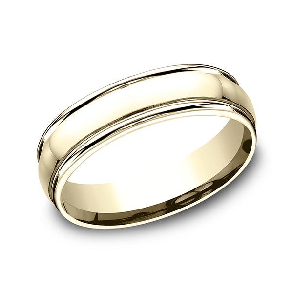 14k Yellow Gold High Polished beveled edge Band