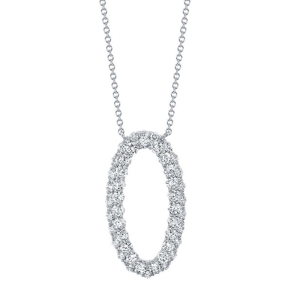 14K Rose Gold Diamond Oval Necklace-Necklaces-Maurice's Jewelers-WHITE GOLD-