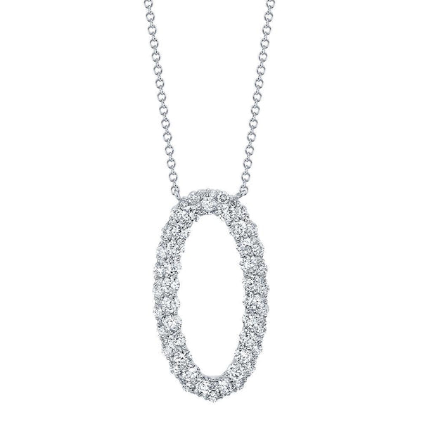 14K Rose Gold Diamond Oval Necklace