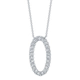 14K White Gold Diamond Oval Necklace-Necklaces-Maurice's Jewelers-WHITE GOLD-