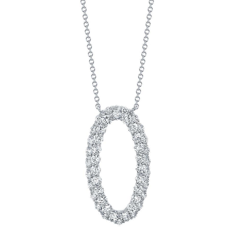 14K White Gold Diamond Oval Necklace-Necklaces-Maurice's Jewelers-WHITE GOLD-
