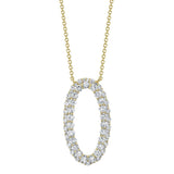 14K White Gold Diamond Oval Necklace-Necklaces-Maurice's Jewelers-YELLOW GOLD-