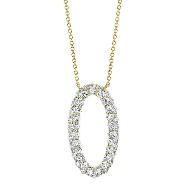 14K White Gold Diamond Oval Necklace-Necklaces-Maurice's Jewelers-YELLOW GOLD-