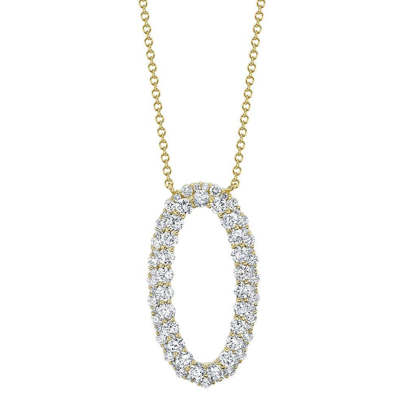 14K White Gold Diamond Oval Necklace-Necklaces-Maurice's Jewelers-YELLOW GOLD-