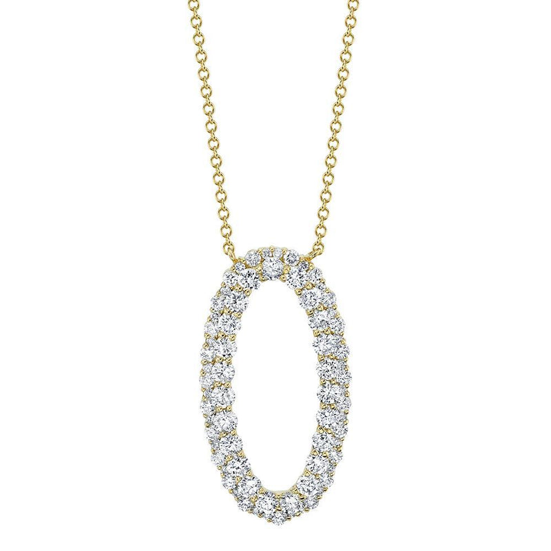 14K White Gold Diamond Oval Necklace