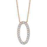 14K Rose Gold Diamond Oval Necklace