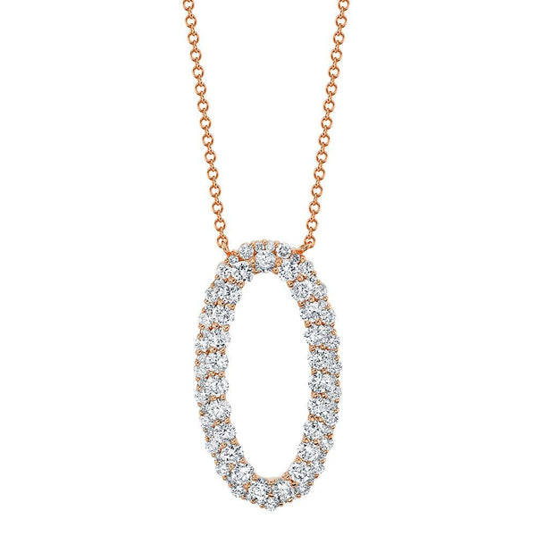 14K Rose Gold Diamond Oval Necklace