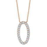 14K White Gold Diamond Oval Necklace-Necklaces-Maurice's Jewelers-ROSE GOLD-